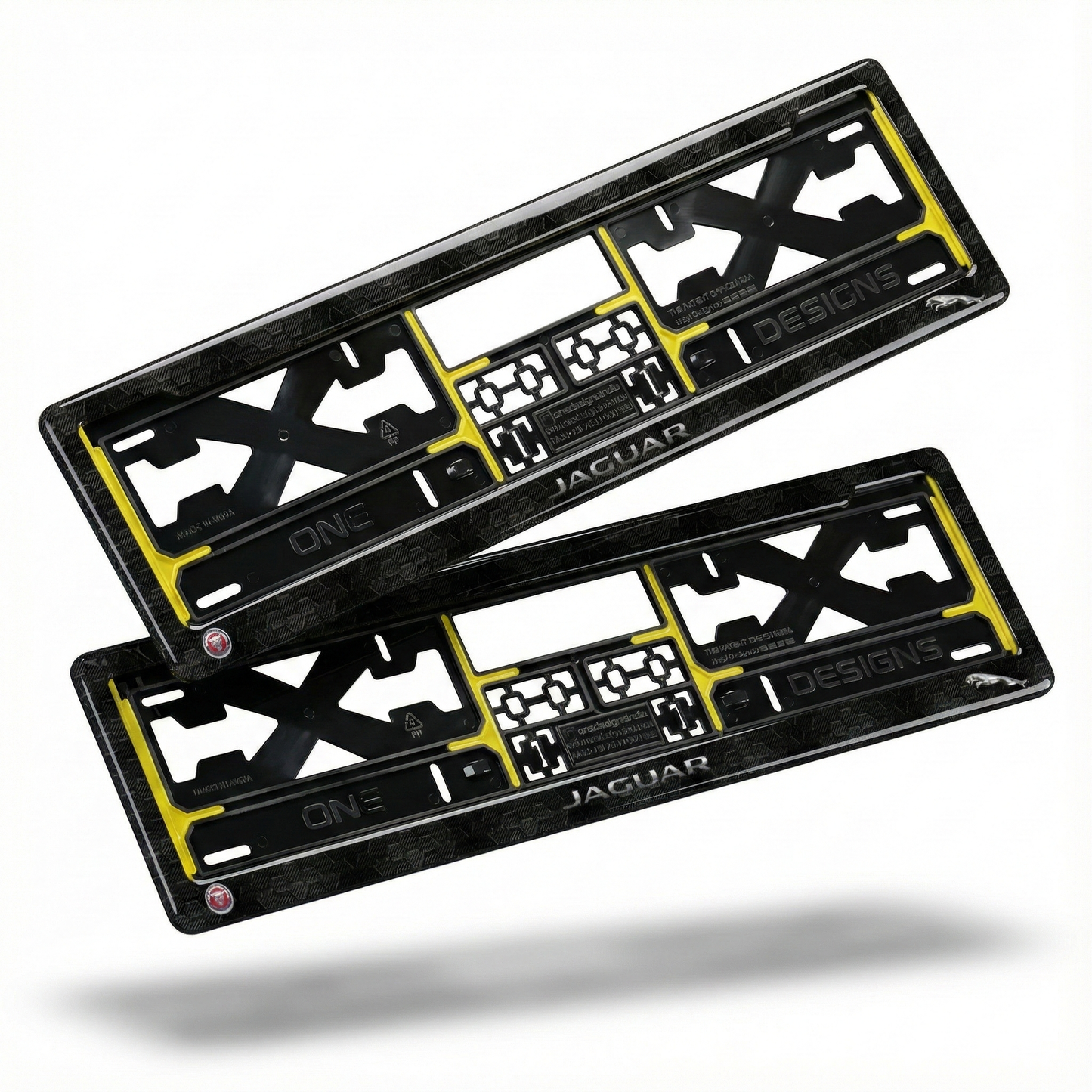 ONEDESIGNS Jaguar Edition Gel Number Plate Frame – Premium 3D Gloss Finish | Universal Fit for All Cars