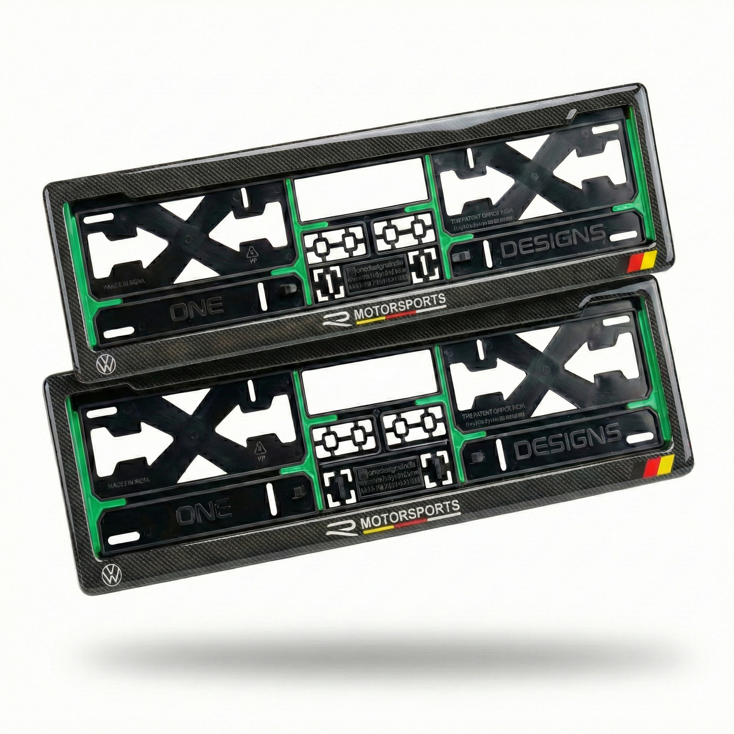 ONEDESIGNS Volkswagen Edition Gel Number Plate Frame – Premium 3D Gloss Finish | Universal Fit for All Cars