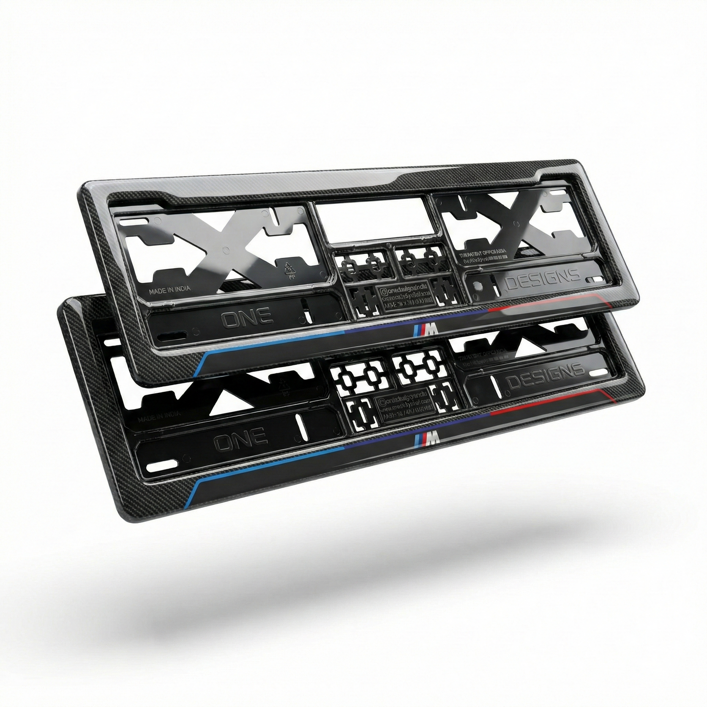 ONEDESIGNS BMW Edition Gel Number Plate Frame – Premium 3D Gloss Finish | Universal Fit for All Cars