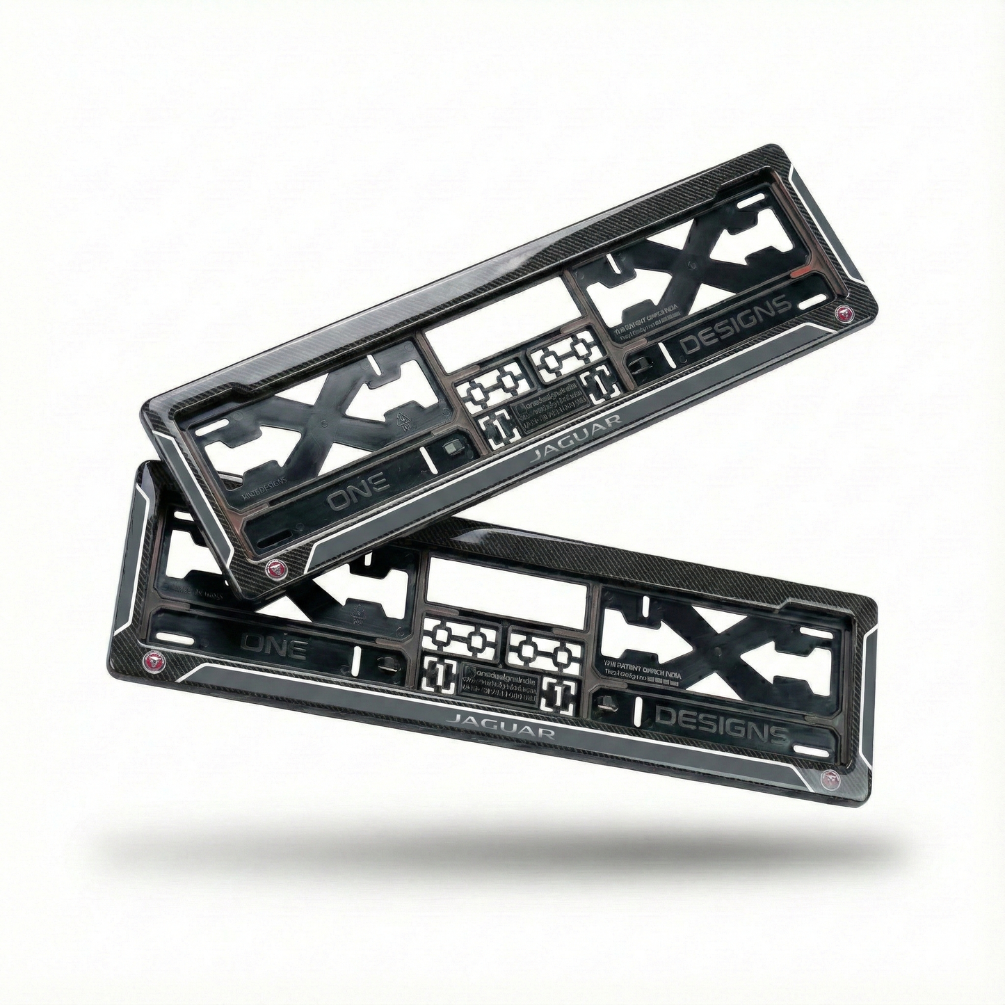 ONEDESIGNS Jaguar Edition Gel Number Plate Frame – Premium 3D Gloss Finish | Universal Fit for All Cars