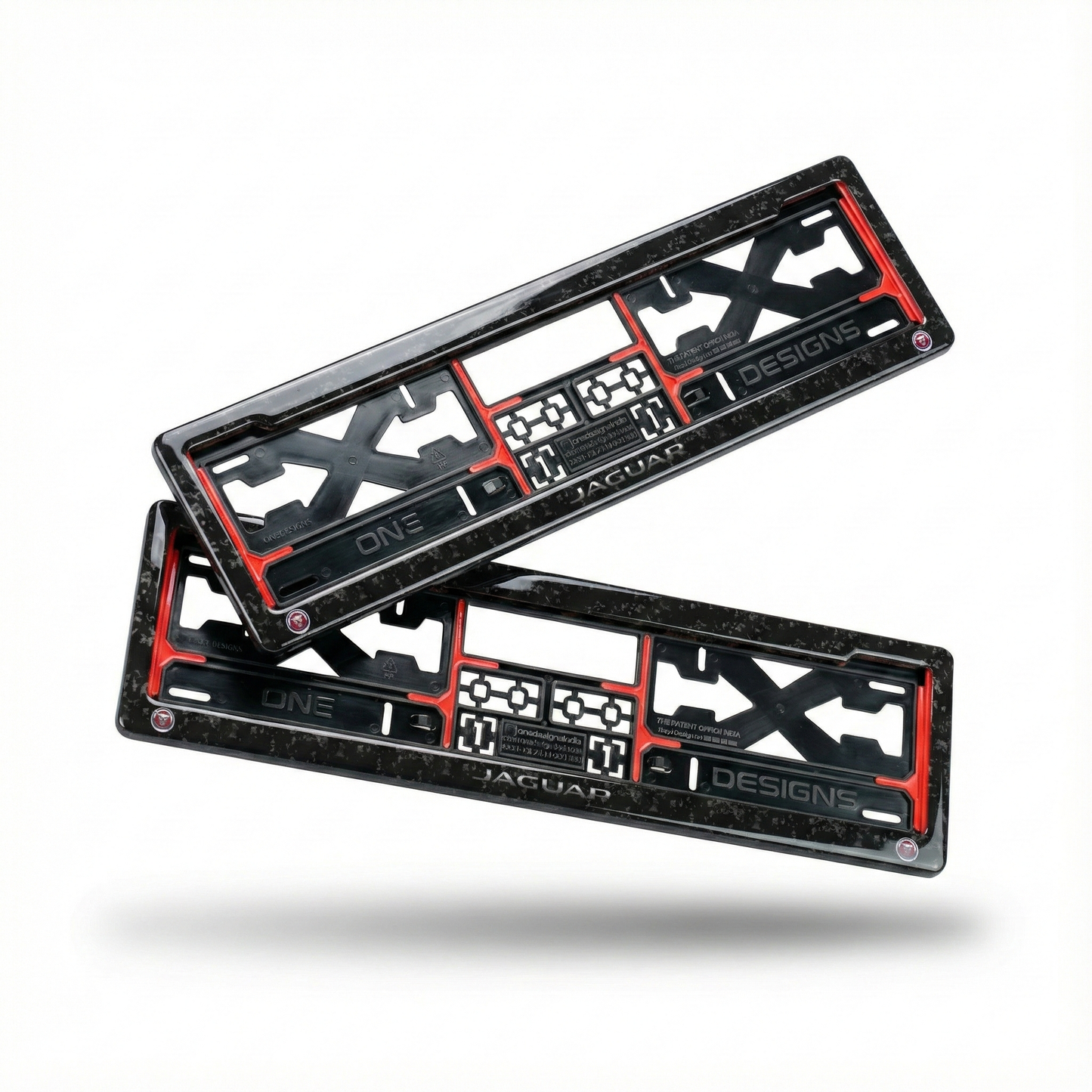 ONEDESIGNS Jaguar Edition Gel Number Plate Frame – Premium 3D Gloss Finish | Universal Fit for All Cars