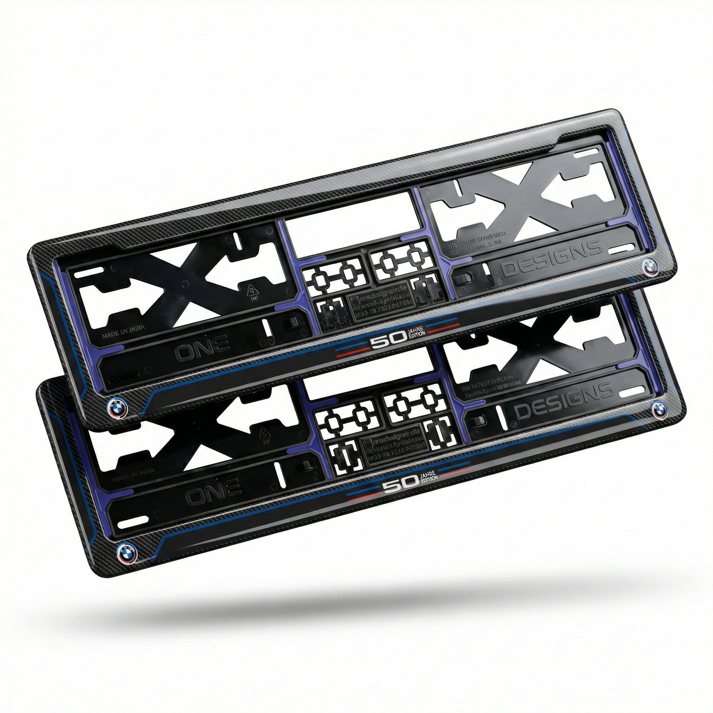 ONEDESIGNS BMW Edition Gel Number Plate Frame – Premium 3D Gloss Finish | Universal Fit for All Cars