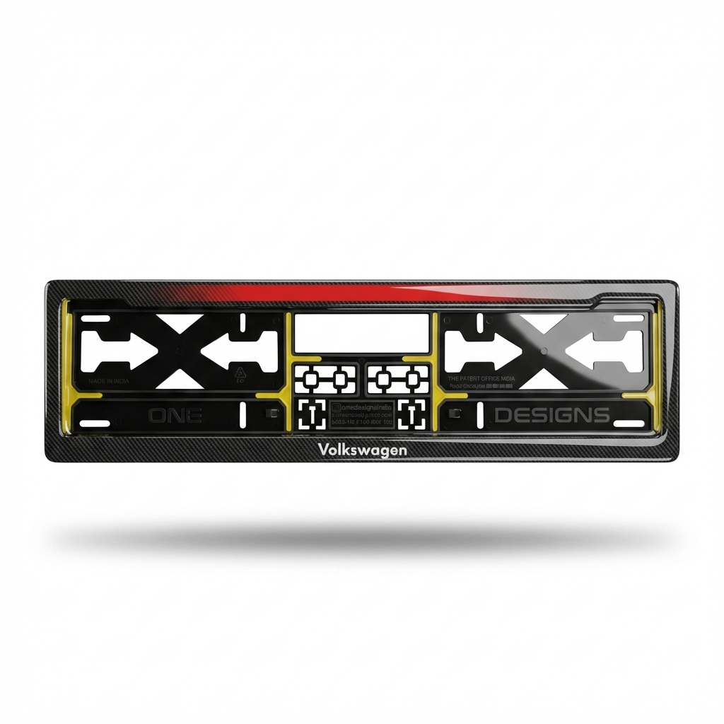 ONEDESIGNS Volkswagen Edition Gel Number Plate Frame – Premium 3D Gloss Finish | Universal Fit for All Cars