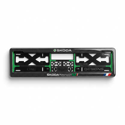 ONEDESIGNS Skoda Edition Gel Number Plate Frame – Premium 3D Gloss Finish | Universal Fit for All Cars