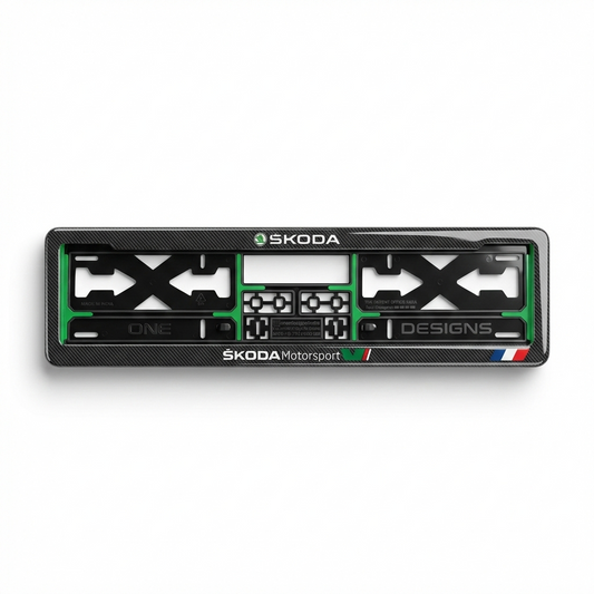 ONEDESIGNS Skoda Edition Gel Number Plate Frame – Premium 3D Gloss Finish | Universal Fit for All Cars