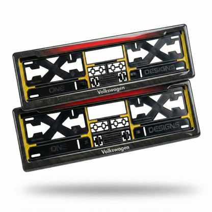 ONEDESIGNS Volkswagen Edition Gel Number Plate Frame – Premium 3D Gloss Finish | Universal Fit for All Cars