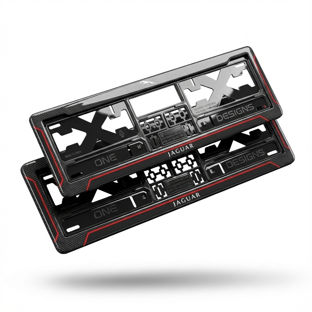 ONEDESIGNS Jaguar Edition Gel Number Plate Frame – Premium 3D Gloss Finish | Universal Fit for All Cars