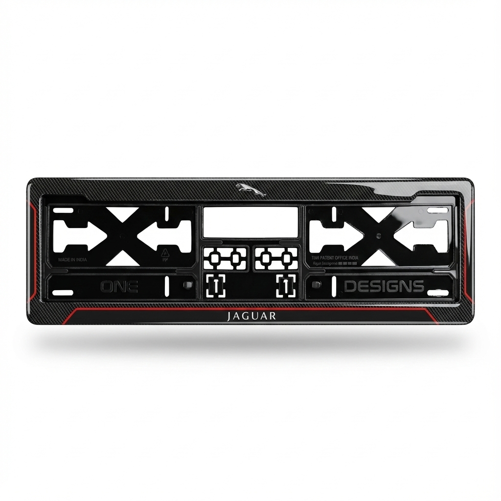 ONEDESIGNS Jaguar Edition Gel Number Plate Frame – Premium 3D Gloss Finish | Universal Fit for All Cars