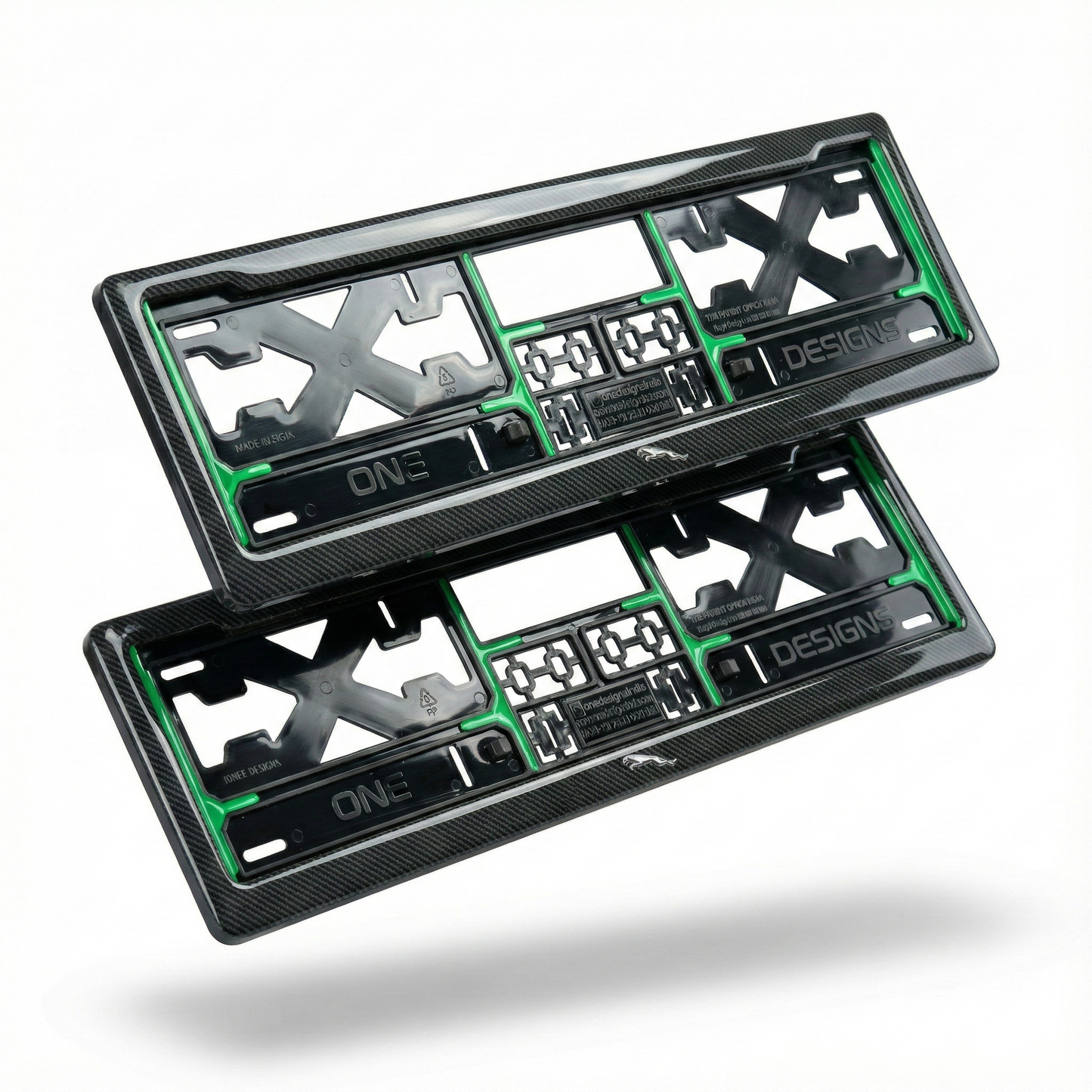 ONEDESIGNS Jaguar Edition Gel Number Plate Frame – Premium 3D Gloss Finish | Universal Fit for All Cars