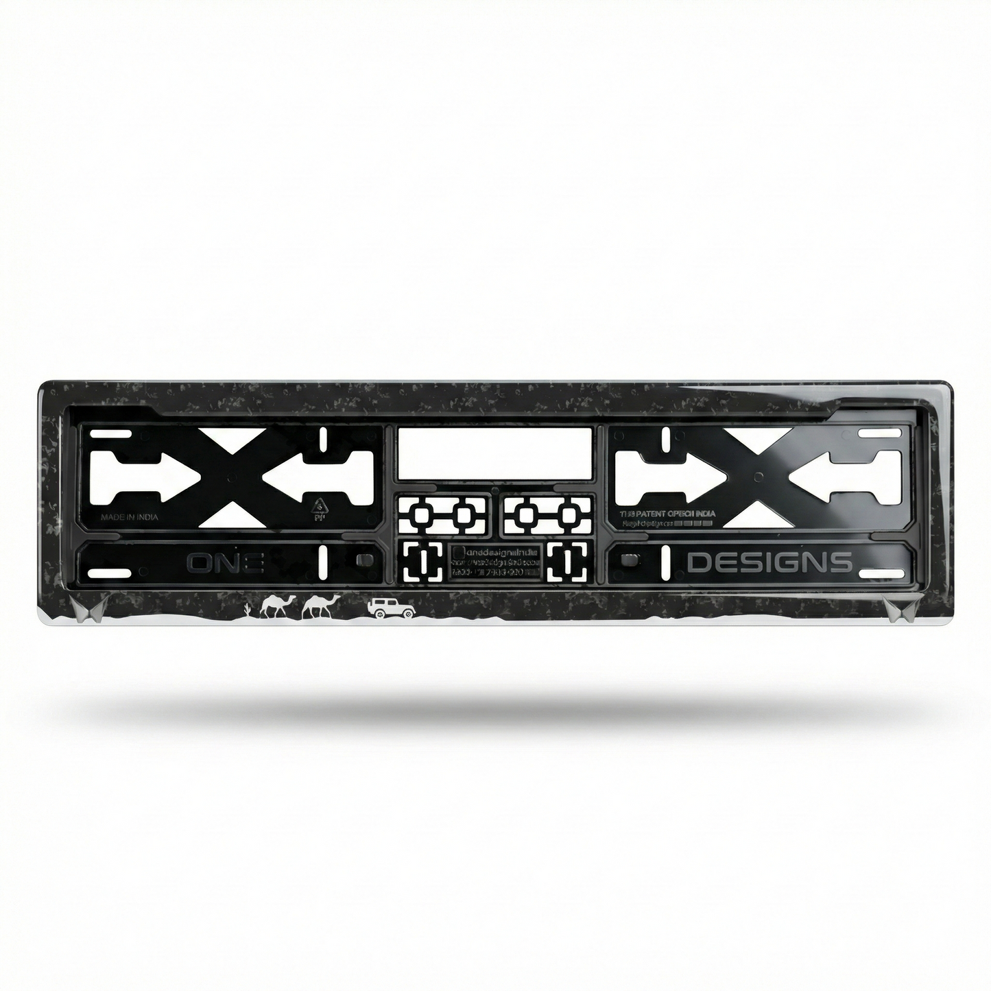 ONEDESIGNS Mahindra Edition Gel Number Plate Frame – Premium 3D Gloss Finish | Universal Fit for All Cars