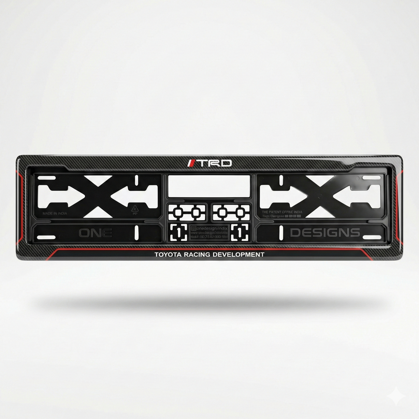 ONEDESIGNS Toyota Edition Gel Number Plate Frame – Premium 3D Gloss Finish | Universal Fit for All Cars