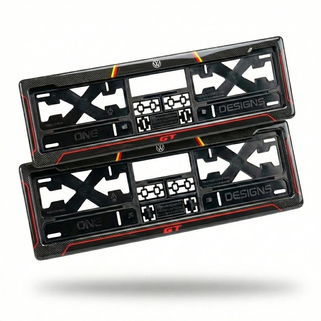 ONEDESIGNS Volkswagen Edition Gel Number Plate Frame – Premium 3D Gloss Finish | Universal Fit for All Cars