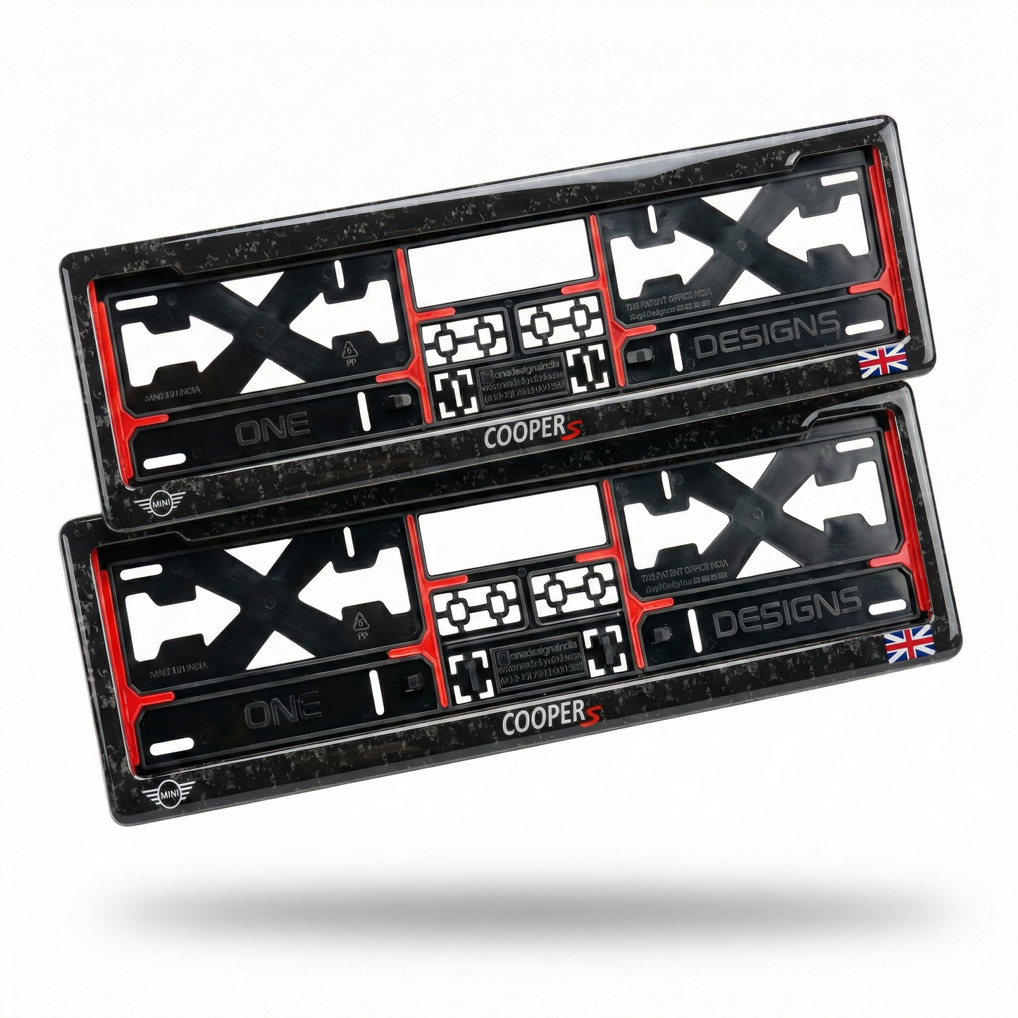 ONEDESIGNS Mini Cooper Edition Gel Number Plate Frame – Premium 3D Gloss Finish | Universal Fit for All Cars