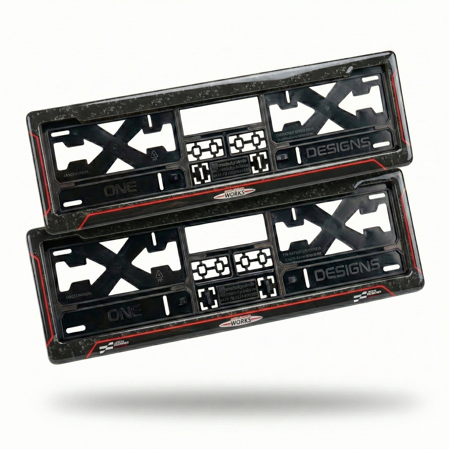 ONEDESIGNS Mini Cooper Edition Gel Number Plate Frame – Premium 3D Gloss Finish | Universal Fit for All Cars