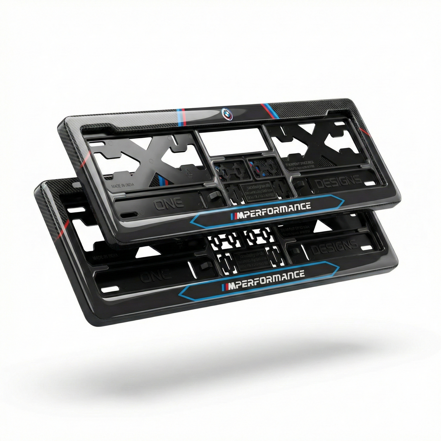 ONEDESIGNS BMW Edition Gel Number Plate Frame – Premium 3D Gloss Finish | Universal Fit for All Cars